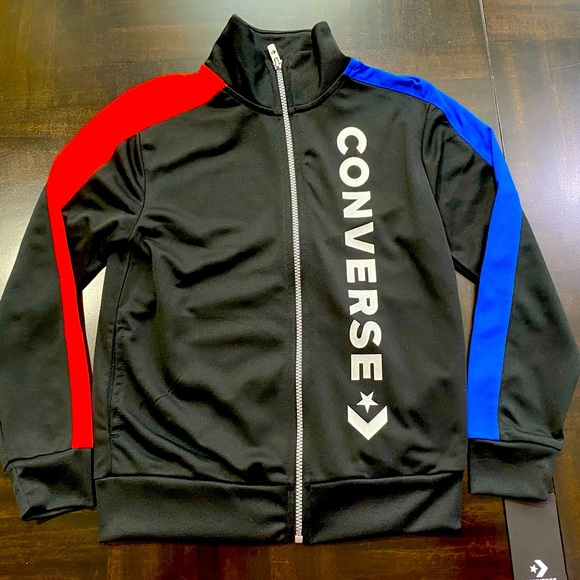 BOYS BLACK LOGO ZIP-UP TRACK JACKET SIZE - Picture 4 of 10